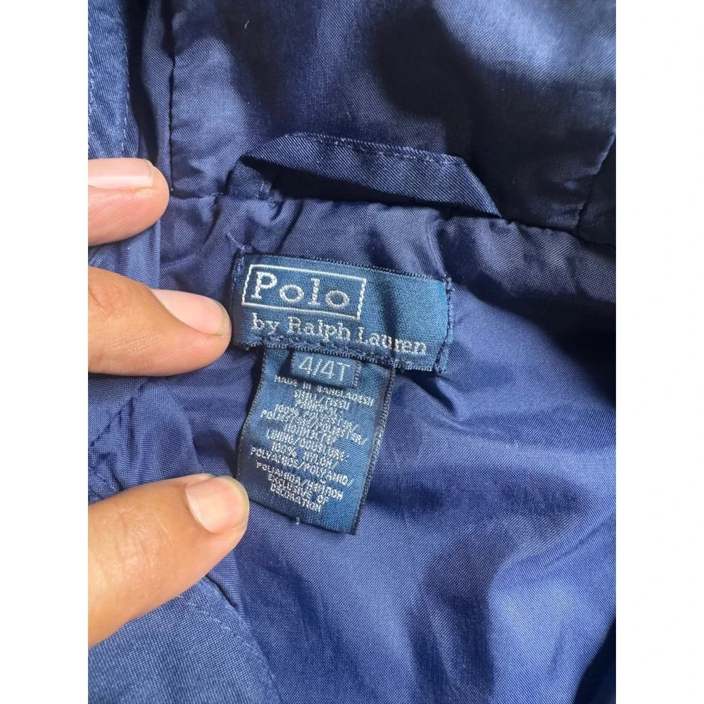 Polo Ralph Lauren Kids Navy Blue Hooded Windbreaker Jacket Red Pony Size 4 4T